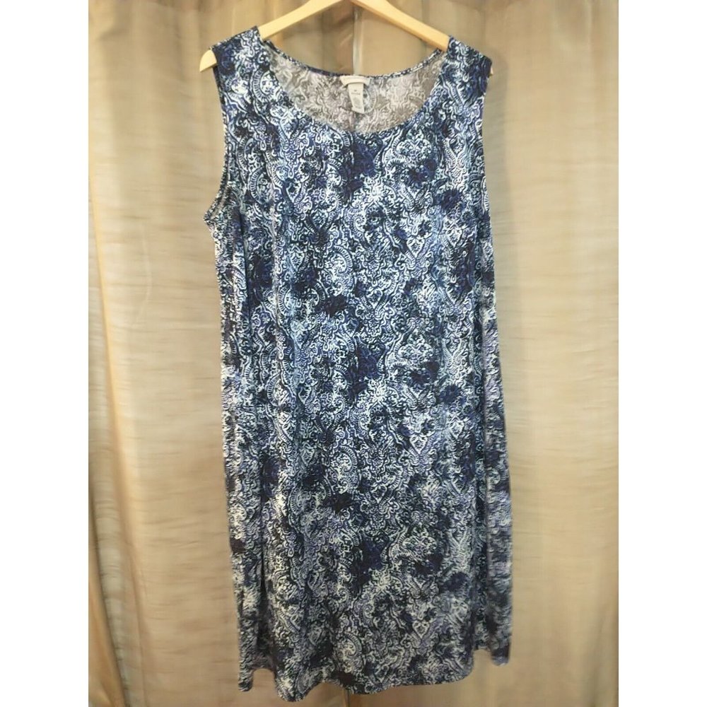 Women's Catherines Blue\White Flowy Beachy Tank Dress Size 22/24W